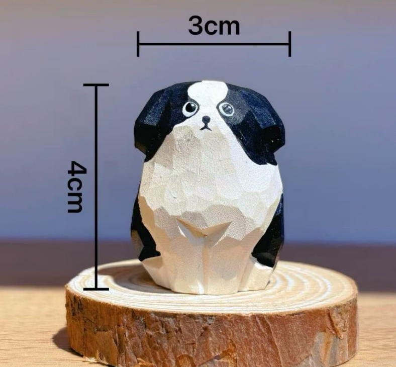 Black‑White Puppy Figurine