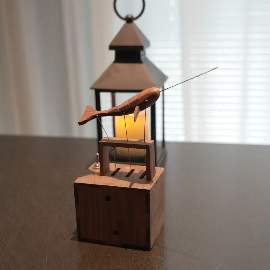 Movable Fish Kinetic Wood Sculpture