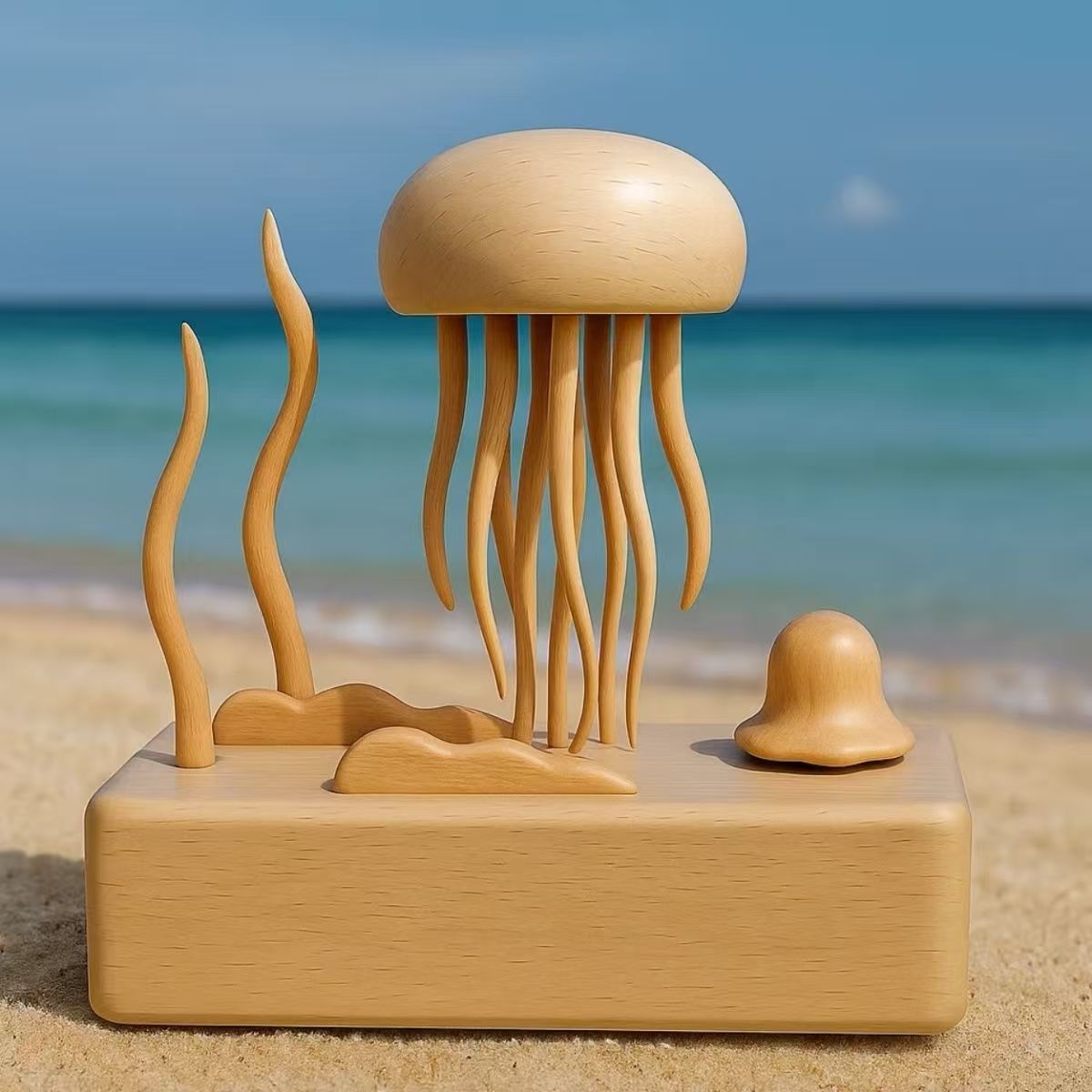 Movable Jellyfish Wood Sculpture