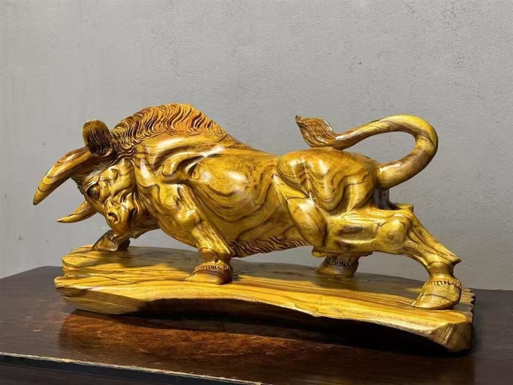Powerful Running Bull Sculpture