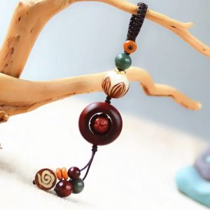 Red Sandalwood Rotating Lotus Pendant