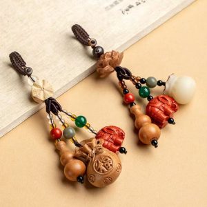 Sandalwood Auspicious Multi‑Charm Pendant