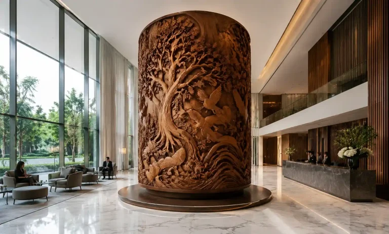 How Hotel Lobbies Utilize Large-Scale Mechanical and Dynamic Wooden Sculptures (2026)