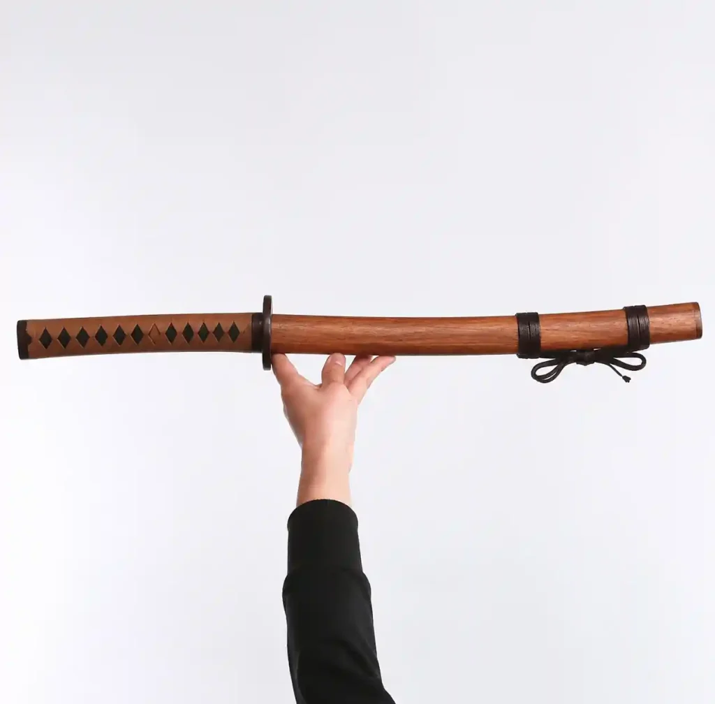 Anime wooden sword replica demonstrating proper balance and weight distribution