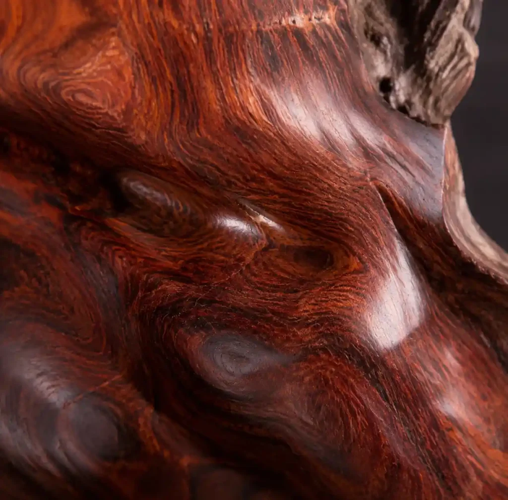 Close-up of natural rosewood grain pattern and texture